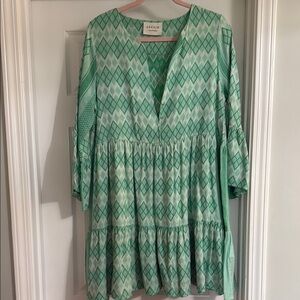 cecilie copenhagen green dress Solace Blue Embroidered Bustier Midi Dress main image 1